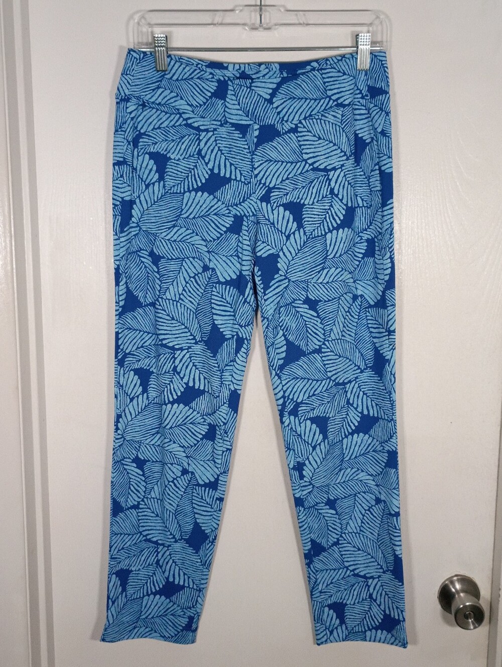 J McLaughlin Women's S Pull On Ankle Pants Blue Stretch Mid Rise Business Casual